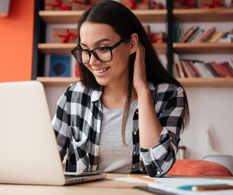 Business owner using secure online tools for private wealth management.