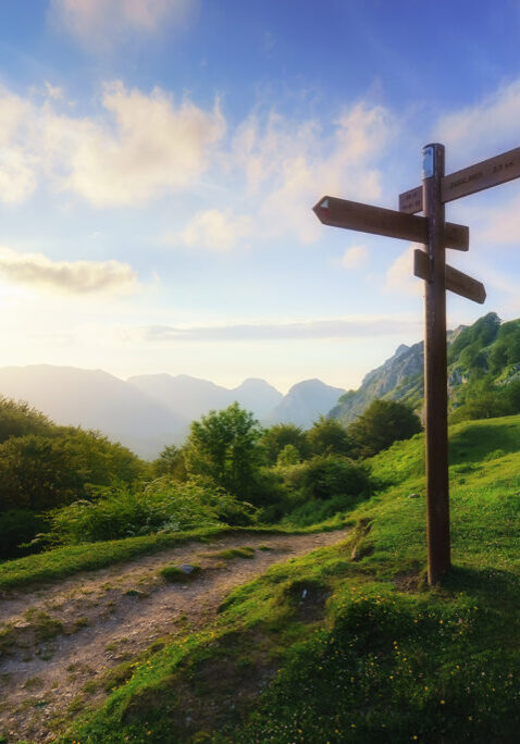 signpost in the mountain